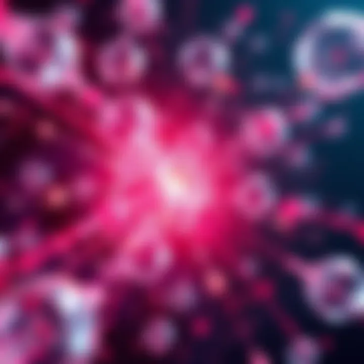 A visual representation of antimatter particles colliding to create energy, with crystalline structures for energy conversion in the background.