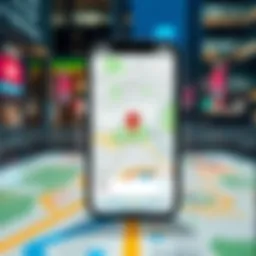 Screenshot of Apple Maps app displaying advertisements on the interface