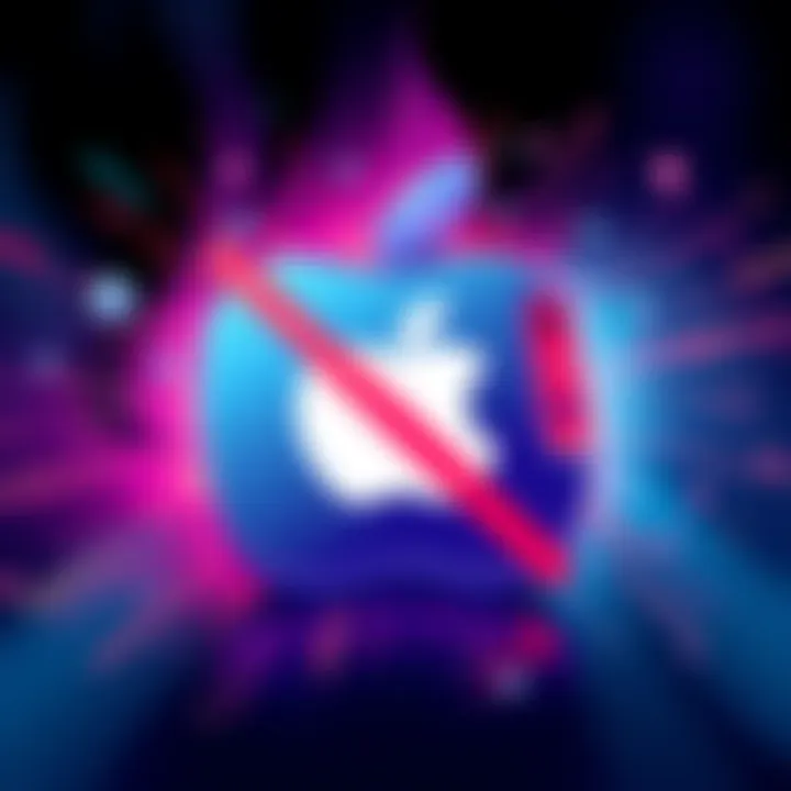 An illustration showing the Apple logo with a crossed-out phone app, symbolizing the removal of the Vibe Coding App from the App Store.