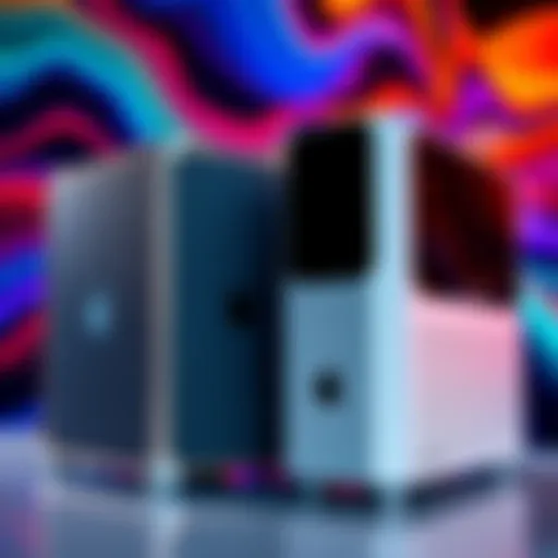 A side-by-side comparison of the Apple Mac Pro and the new Mac Studio, highlighting the design shift in professional computing