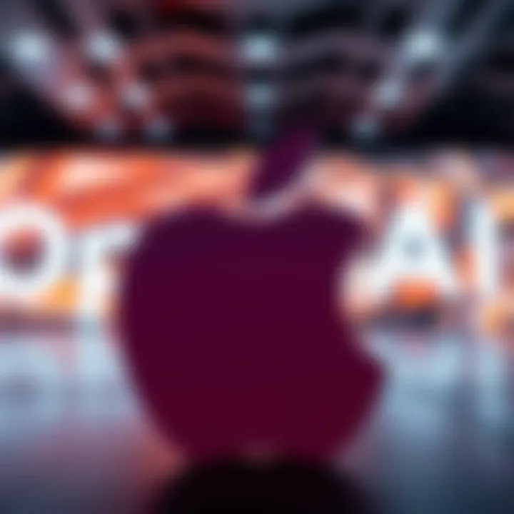 Apple Sues OpenAI Apple logo in the foreground with a background of OpenAI branding, symbolizing the legal dispute over hardware secrets.