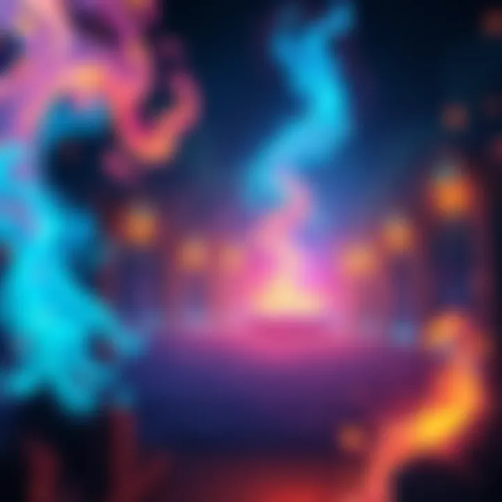 A vibrant arcane animation scene featuring glowing magical elements and swirling colors, created in four hours.