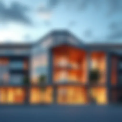 A modern building design showcased in Unreal Engine 5, highlighting realistic textures and lighting.