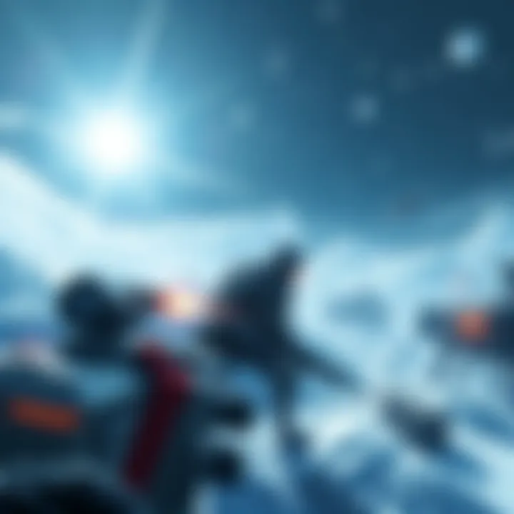 Cover art for Arctic Warfare, showcasing an icy battlefield with a soldier and advanced weaponry developed using AI technology.
