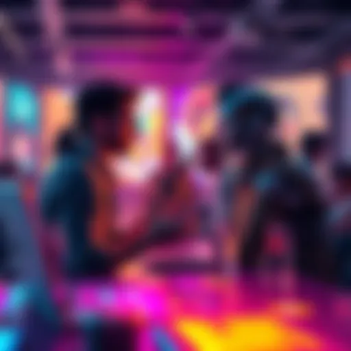 People engaging in a lively debate about AI-generated art on online forums, highlighting contrasting views.