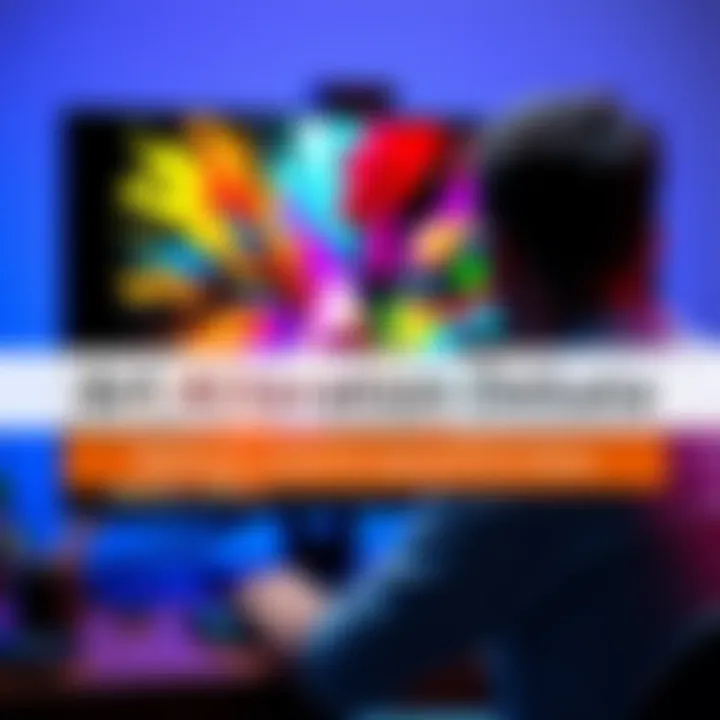 A person editing a colorful piece of artwork on a computer, showing contrasting opinions about art consent in a digital space.