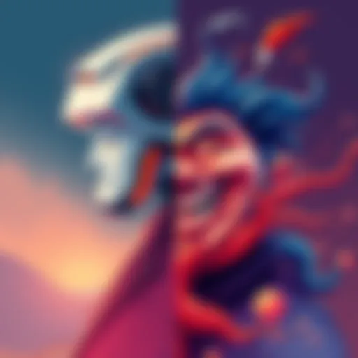 A side-by-side comparison of AI-generated art and a vibrant illustration in the style of Kim Jung Gi, showcasing unique details and creativity.