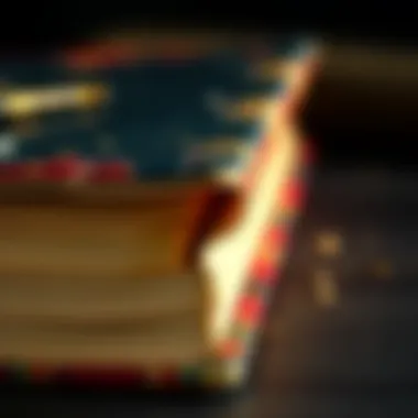 Artwork showcasing human-like features and imperfections, highlighting details of a notebook spine.