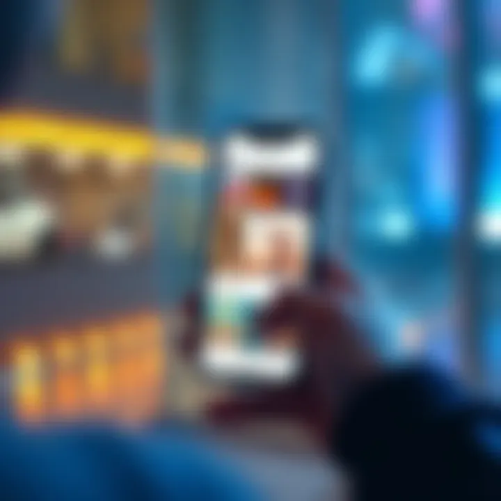 A smartphone displaying various pieces of art on Instagram alongside a person scrolling through the feed.