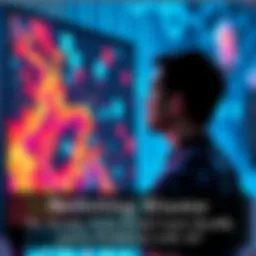 A person observing art created by AI on a digital screen, with a thoughtful expression, symbolizing the discussion on AI's impact on creativity and responsibility of tech companies.