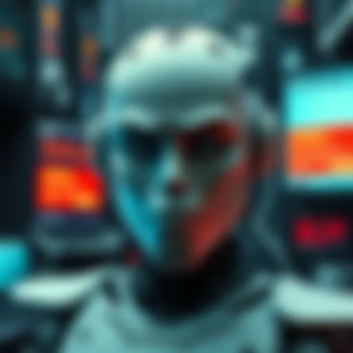 A robot with a confused expression, surrounded by technology like malfunctioning gadgets and screens showing errors, illustrating the risks of artificial stupidity.
