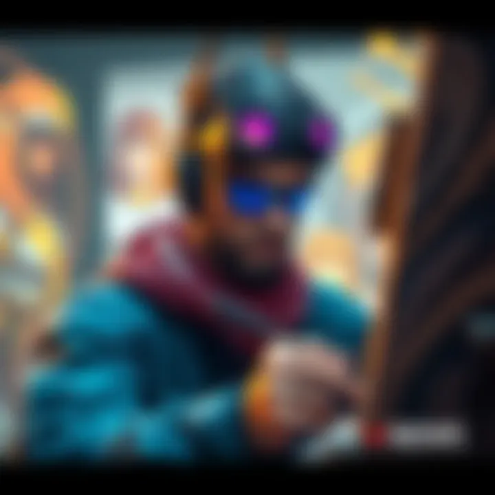 A professional artist creating an eye-catching game character illustration
