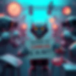 Artist Illustration Against AI A digital artwork depicting a frustrated artist surrounded by robotic elements, holding a sign that challenges AI in art.