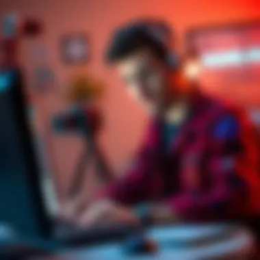 An artist examines offers for their digital artwork as NFTs on a computer, looking concerned about potential scams.