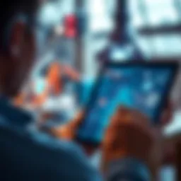 An artist creating digital art on a tablet, with AI-generated elements visible on the screen, symbolizing the fusion of creativity and technology.