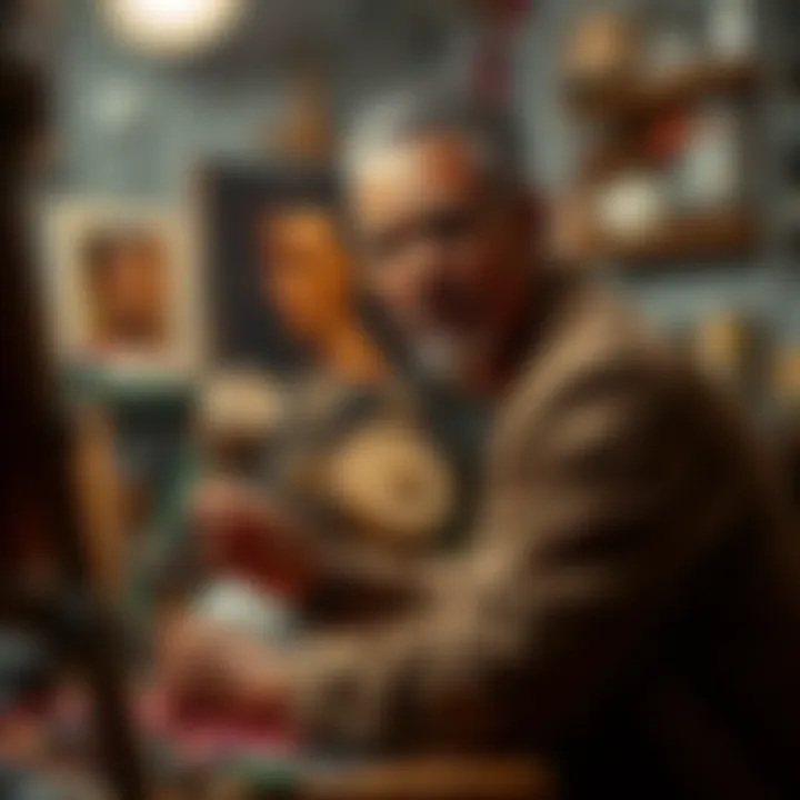 Artist xixx creating a high-resolution portrait using traditional tools in a studio