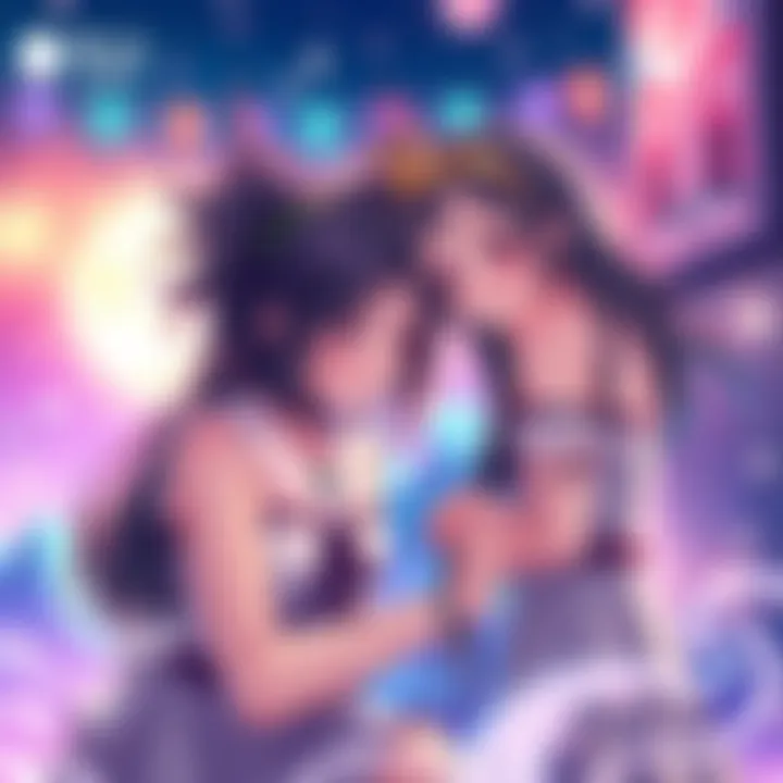 An artist illustrates vibrant yuri fanart, showing characters in a supportive community, highlighting creativity against negativity.