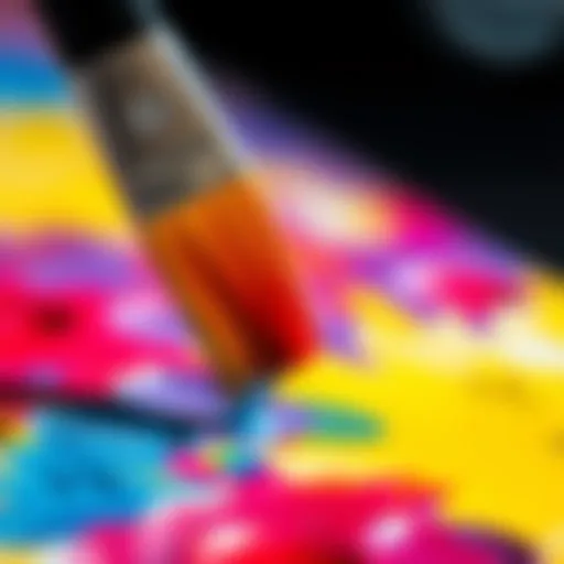 A close-up of a paintbrush dipping into a palette of vibrant colors, symbolizing creativity and inspiration in art.