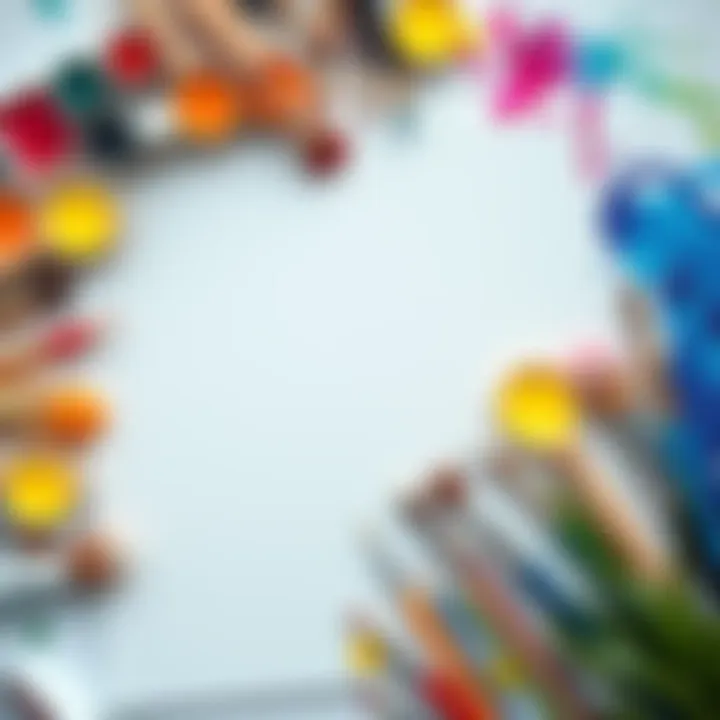 An array of colorful paints, brushes, and a blank canvas ready for creativity.