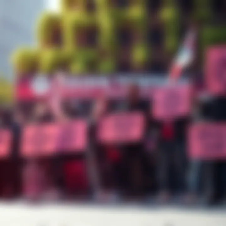 Group of artists holding signs demanding a ban on AI-generated content in Artstation
