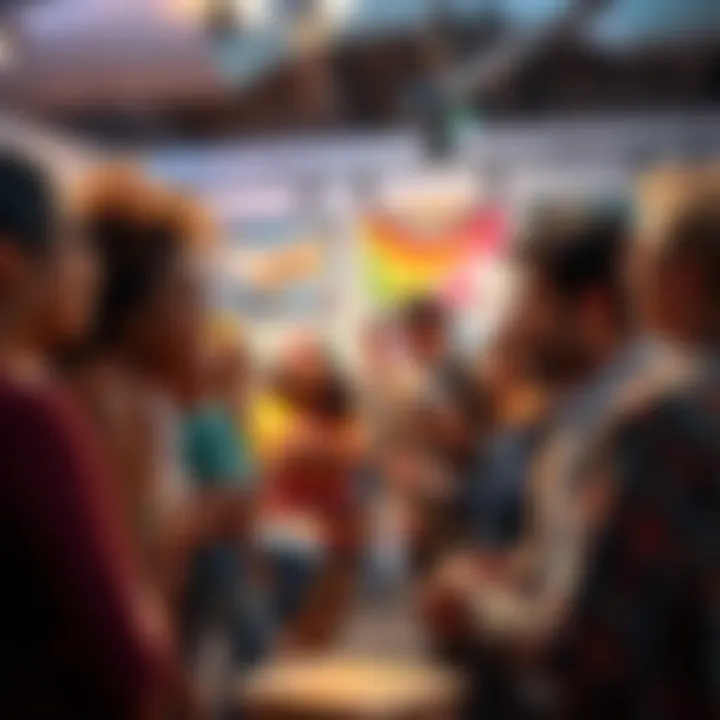A group of diverse artists talking and sharing ideas, highlighting biases in the art industry.