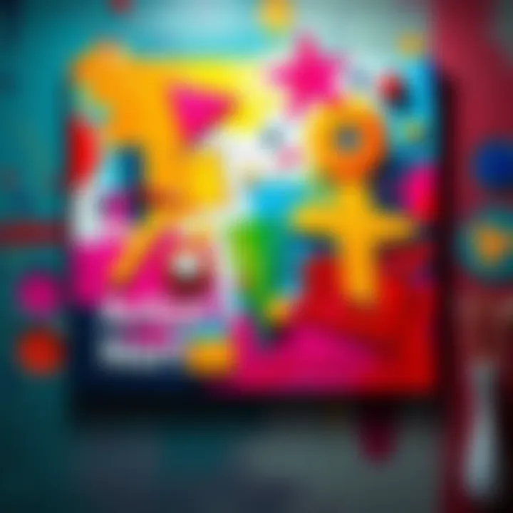 A colorful abstract painting showcasing vibrant shapes and textures, inviting feedback from viewers.