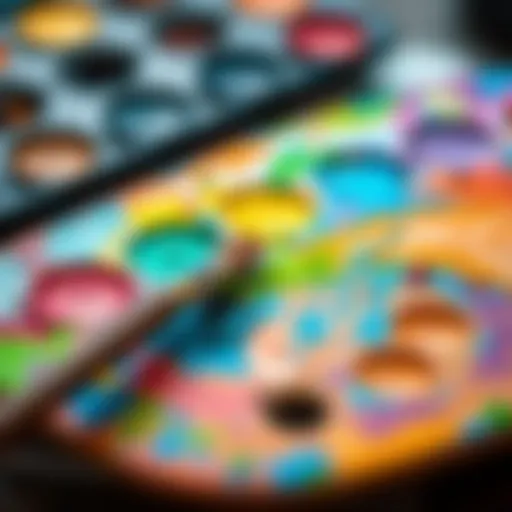 A close-up of an artist's palette with vibrant colors and a paintbrush resting on it, symbolizing creativity and traditional art before AI.