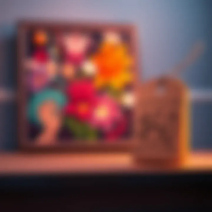 A colorful artwork displayed next to a price tag showing $50, symbolizing the debate over art value