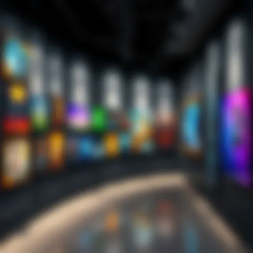 A collection of colorful artworks lined up on a gallery wall, inviting viewers to choose their favorites.