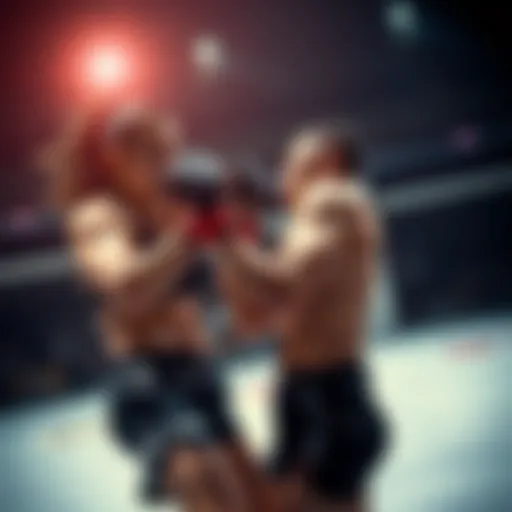 An Asian woman skillfully takes down a UFC fighter during a match, showcasing her impressive technique and strength.