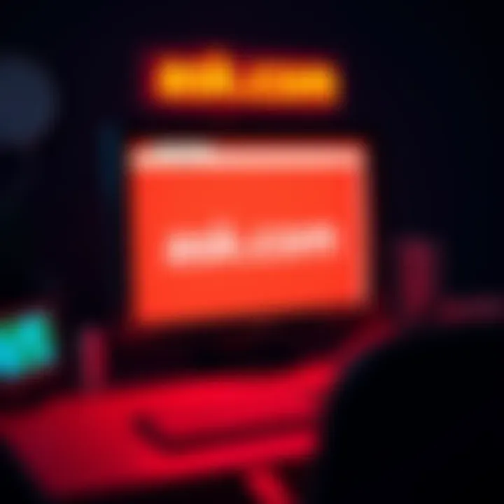 A digital screen displaying the closing announcement of Ask.com with a nostalgic feel, representing the end of the Ask Jeeves era.