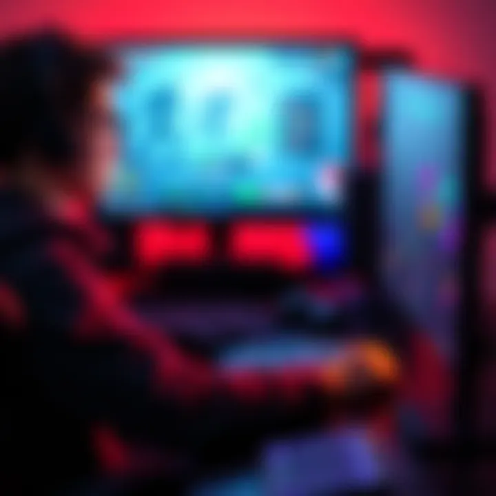 A young person coding on a computer with game design elements on the screen