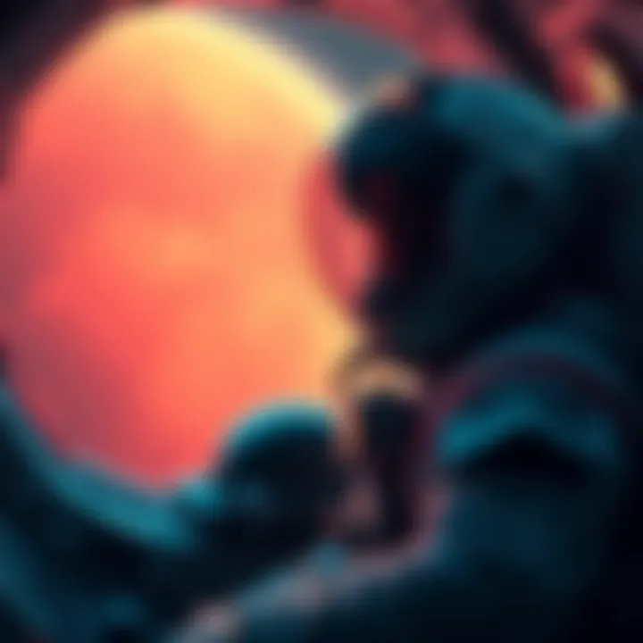 An astronaut in a space suit gazes at the red planet Mars from a spacecraft, highlighting the dangers of space travel.