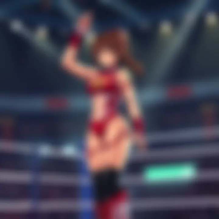 Asuka standing confidently in the ring, celebrating her return with fans cheering in the background.