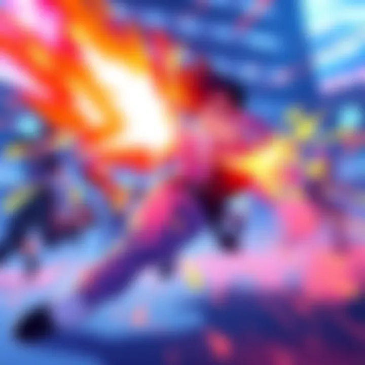 A character executing a powerful attack move in a vibrant animated style