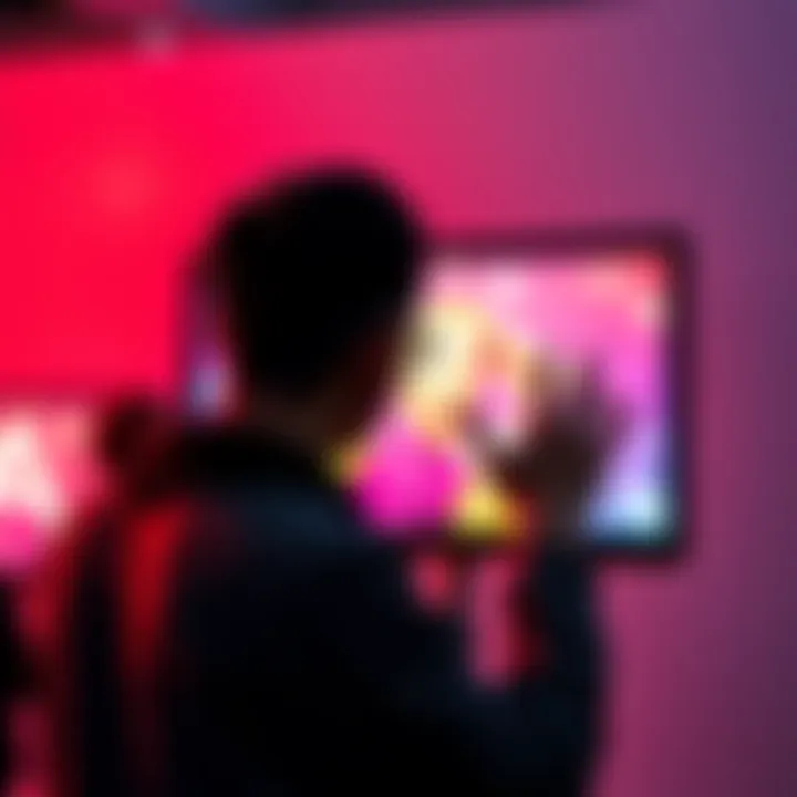 Person expressing frustration by flipping off their TV screen at an AI art exhibition