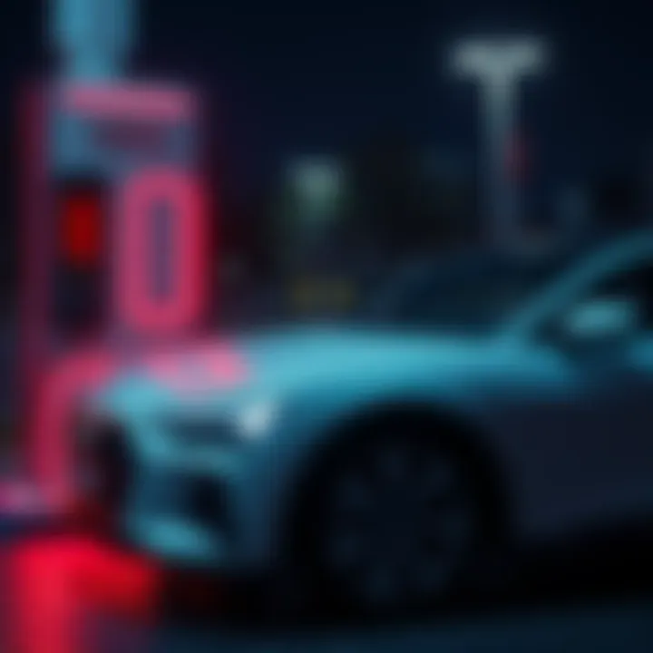 A charging station with an Audi electric vehicle plugged in, showcasing its sleek design and modern features.