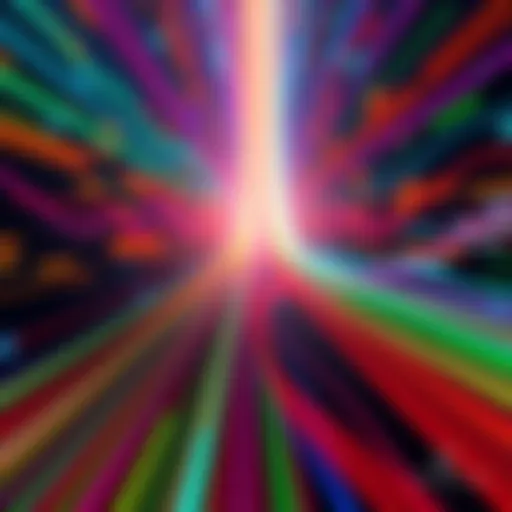 Vibrant lines reacting to sound waves in a digital display