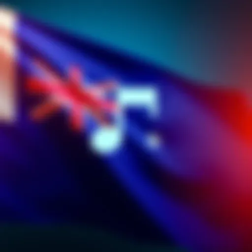 Australian flag with a music note and a crossed-out AI symbol, representing the ban on AI-generated music
