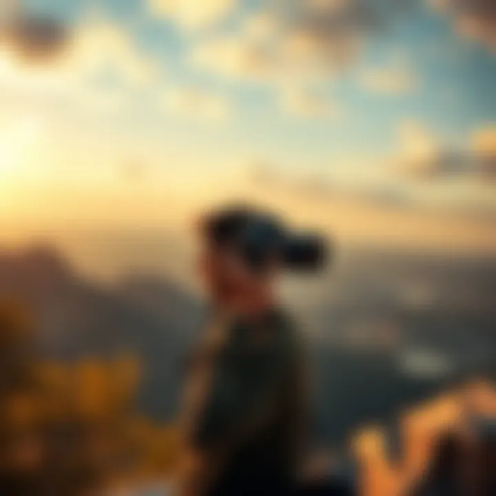 A photographer capturing a scenic view with a camera, symbolizing the value of genuine content in a digital age.