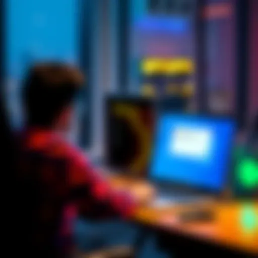 A person sitting at a desk looking at a laptop screen showing an installation error message for Automatic1111 on Windows 10.