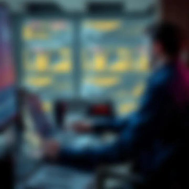 A person sitting at a desk with a laptop, analyzing data and automation tools, looking contemplative about the ethical implications of their work.