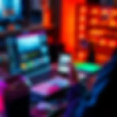 A person using a laptop and smartphone to manage multiple Instagram accounts with automation tools, displaying posts being scheduled.