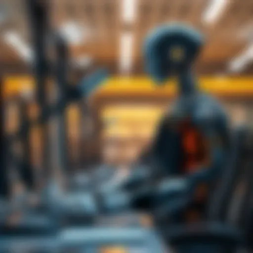 A robot working alongside humans in a modern office, symbolizing automation's impact on jobs and the discussion of Universal Basic Income.