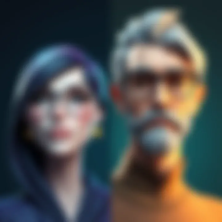 Two avatars showing contrasting styles, one modern and fluid, the other classic and detailed, symbolizing the debate among people about avatar choices.