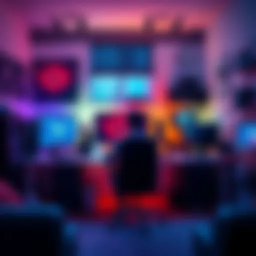 Average Forum User in Room A person sitting at a desk in their room, engaging with a computer, surrounded by typical gaming and tech items.