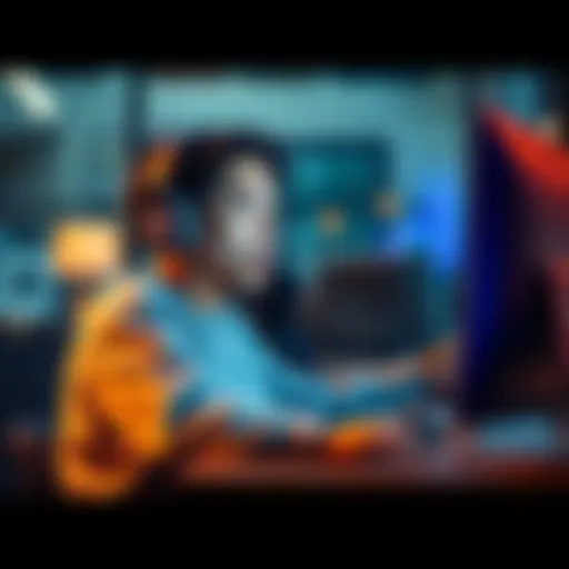 A person sitting at a computer with a surprised expression during an awkward chat with a chatbot, showing a sense of embarrassment and reflection.