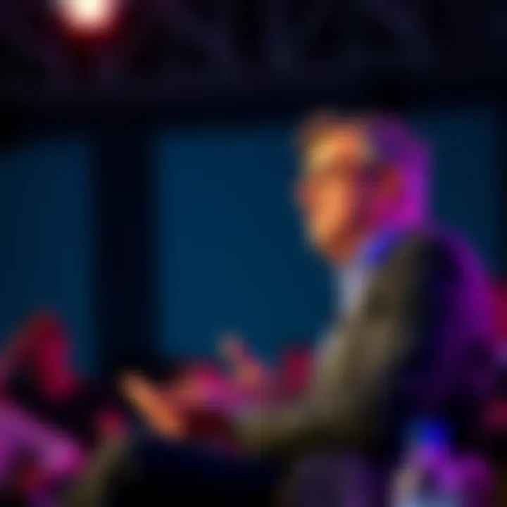 AWS CEO speaking at a conference, emphasizing human skills over AI for junior staff roles