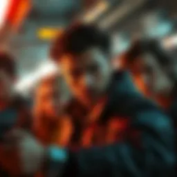 A scene depicting key characters from Back to the Dark Future H3 in an intense moment, showcasing their expressions and the environment around them.