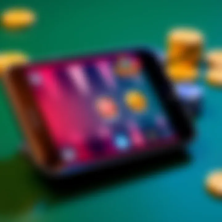 A smartphone displaying the Pip King backgammon game interface with vibrant graphics and player options.